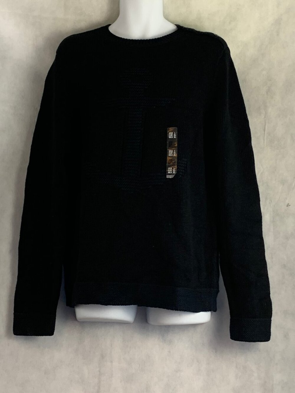 Nautica Men's Heavyweight Iconic Chunky Knit Anchor Pullover Sweater, True Black